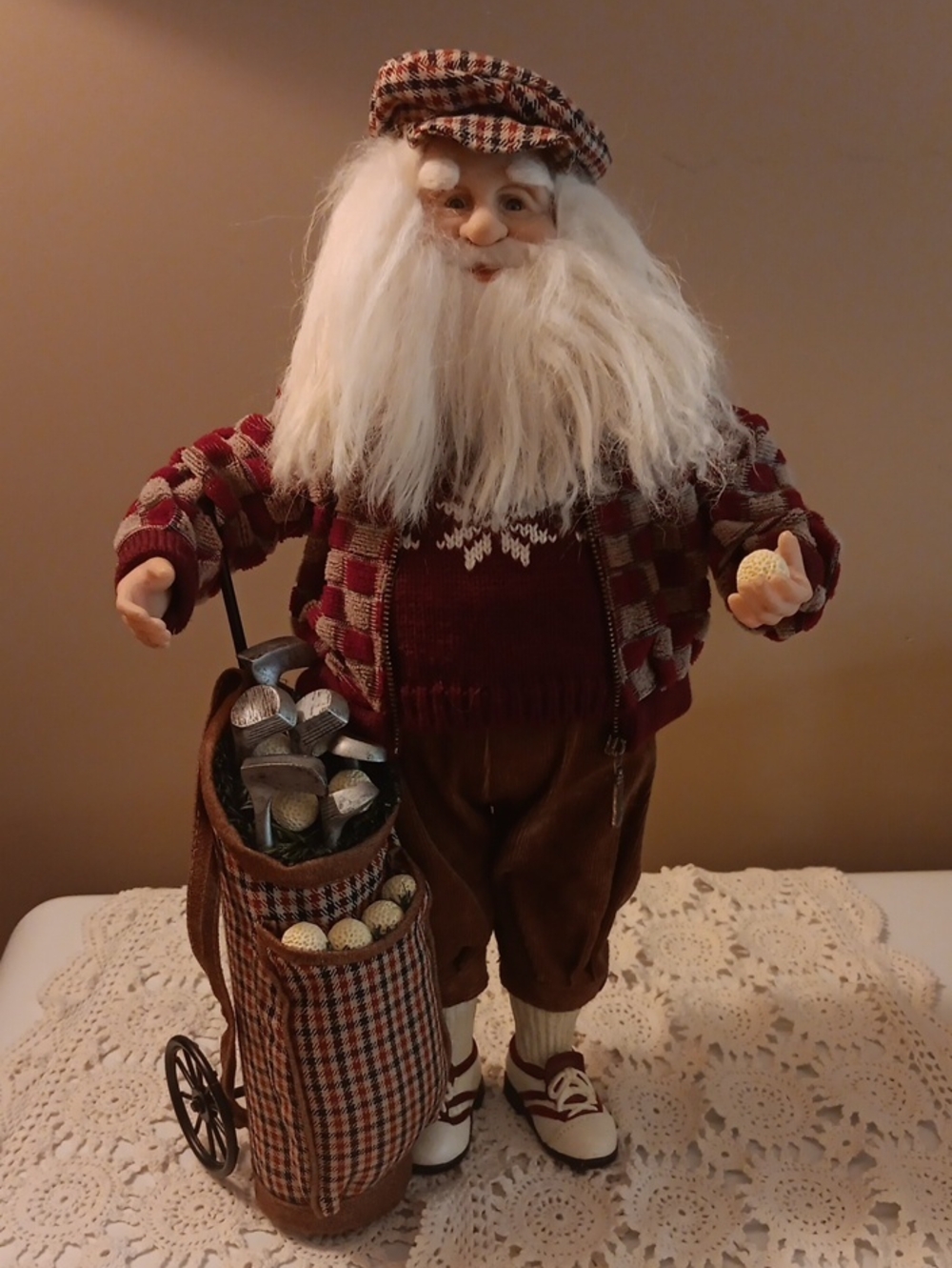 Vintage Golfer Santa.  Stands 17 1/2" H